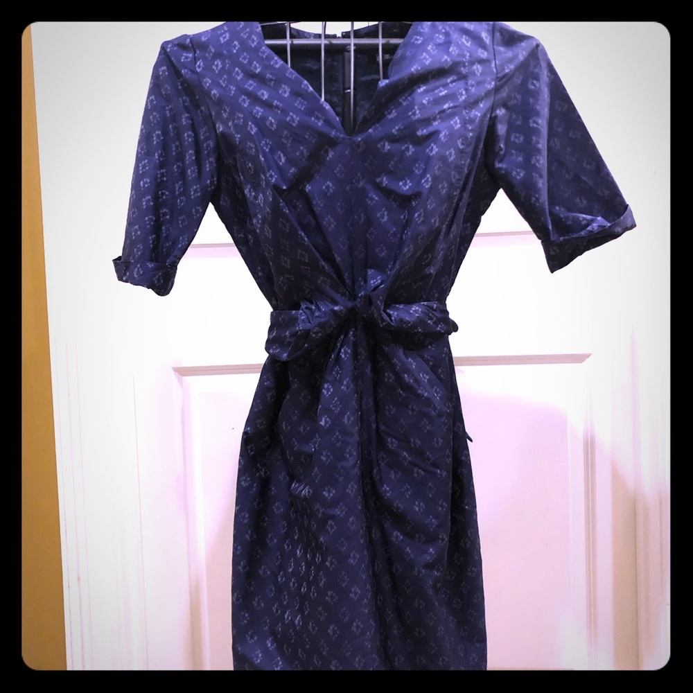 ECTETERA Navy Blue 100% Silk Dress